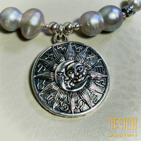 Naszyjnik z pereł naturalnych i labradorytu – srebro Kuźmińska Design handmade