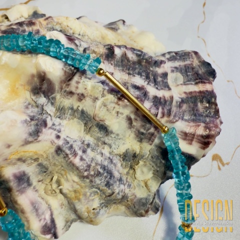 Naszyjnik z topazów i larimaru – srebro pozłacane 24K | Biżuteria Premium Kuźmińska Design