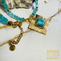 Naszyjnik z topazów i larimaru – srebro pozłacane 24K | Biżuteria Premium Kuźmińska Design