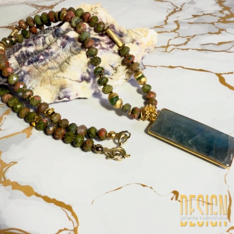 Naszyjnik z unakitu i labradorytu – biżuteria artystyczna | Kuźmińska Design