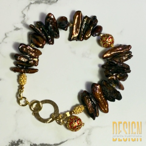 Ręcznie wykonana bransoletka z pereł Biwa | Unikat | Kuźmińska Design