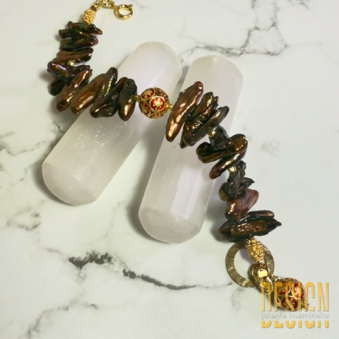 Ręcznie wykonana bransoletka z pereł Biwa | Unikat | Kuźmińska Design