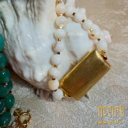 Unikatowy naszyjnik amazonit i kamień księżycowy | Srebro złocone 24k |