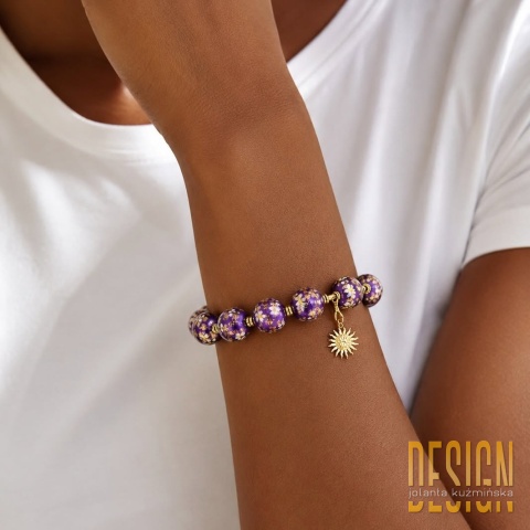 Bransoletka Tesha Violet Sakura – japońskie korale, srebro pozłacane 24K | Kuźmińska Design