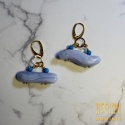 Kolczyki z agatu koronkowego Blue – srebro złocone 24 k