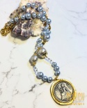 Naszyjnik z pereł porcelanowych w odcieniu błękitu – topaz Blue