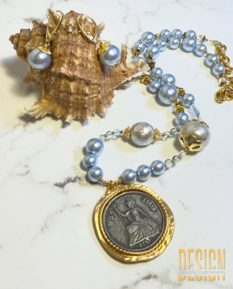 Naszyjnik z pereł porcelanowych w odcieniu błękitu – topaz Blue