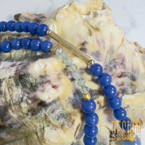 nazwa produktu Naszyjnik z naturalnego lapis lazuli i kociego oka z antyczną monetą – srebro złocone